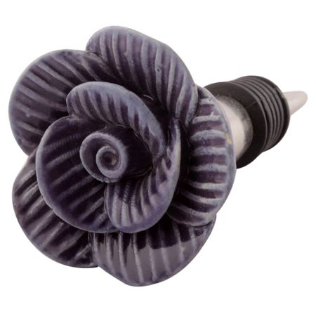 Purple Medium Rose Flower Ceramic Wine Stopper